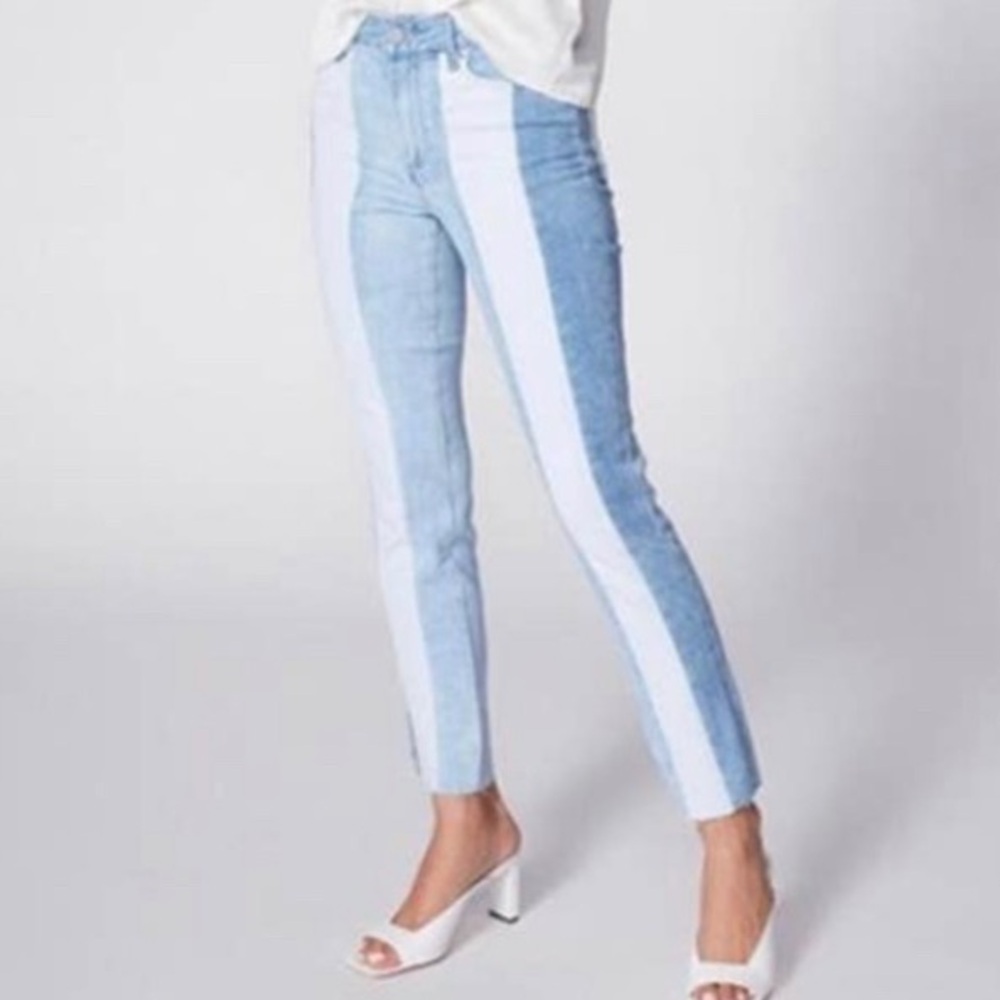 Paige Cindy Patchwork Jeans Raw Hem Size 26
